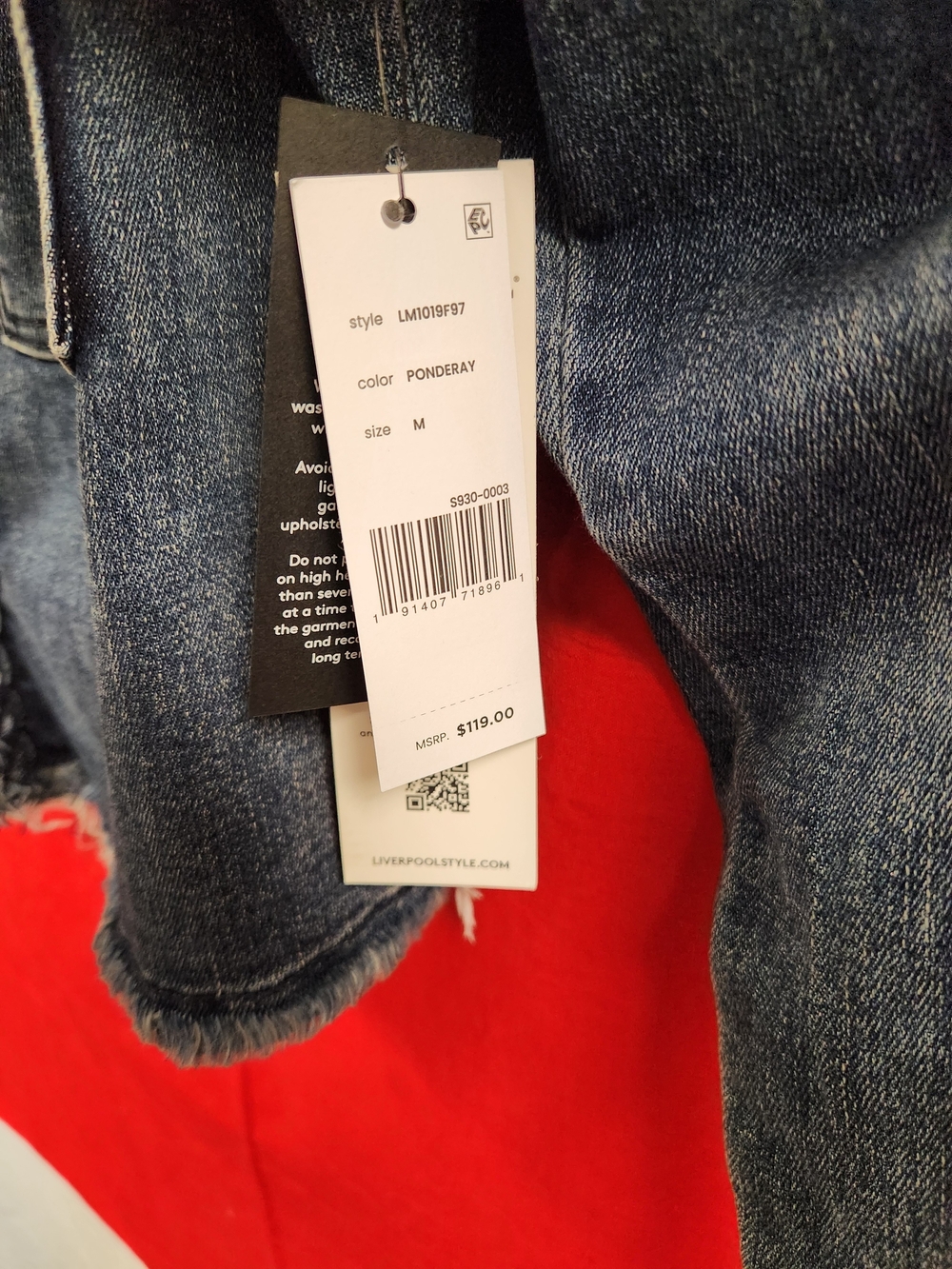 Liverpool Los Angeles "Cameron" Cropped Braided Denim Jacket - Picture 4 of 7